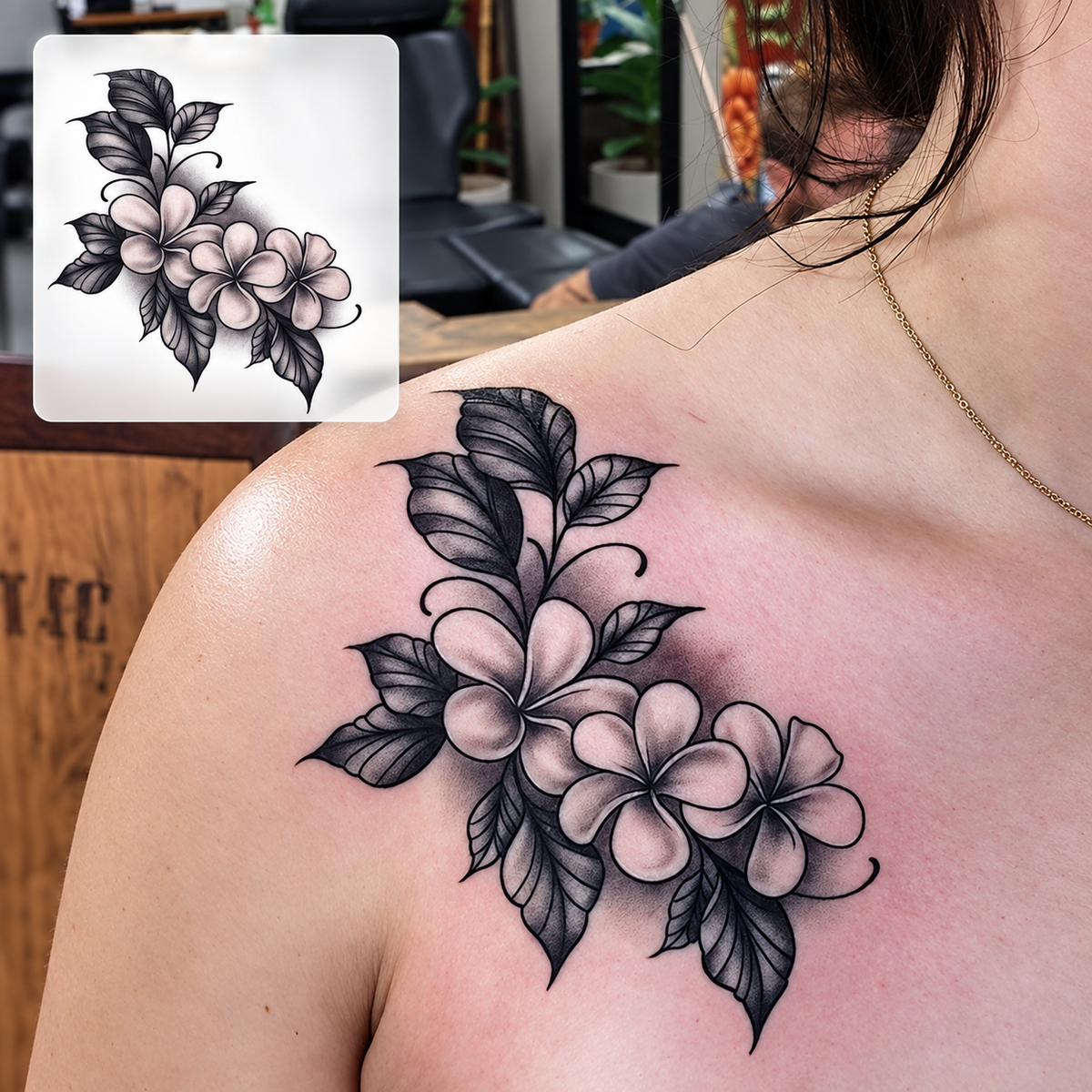 Red Flowers Temporary Tattoo – Floral Design