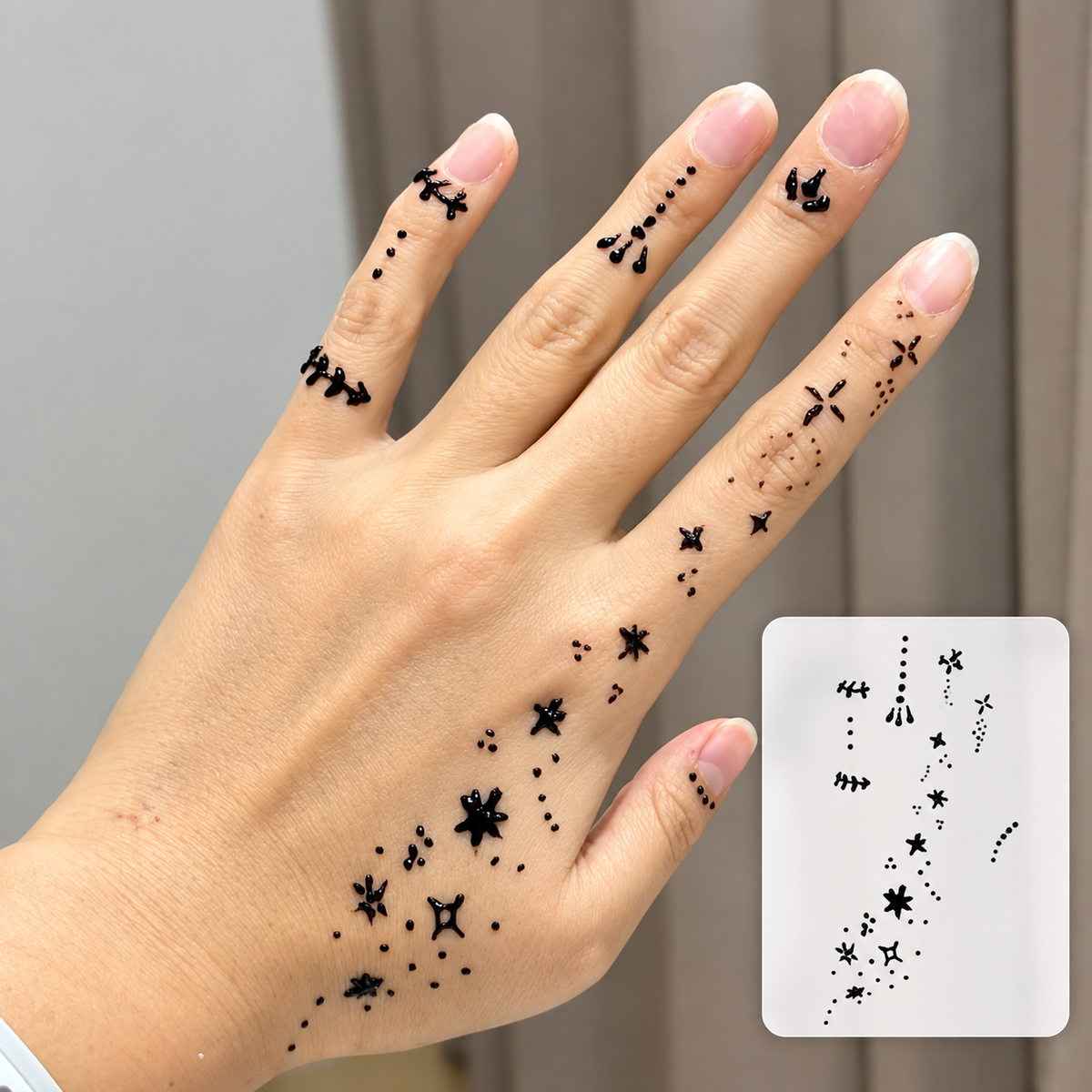 Finger Stars Temporary Tattoo