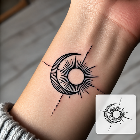 Eclipse Sun Temporary Tattoo