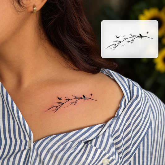 Birds and Branch Temporary Tattoo
