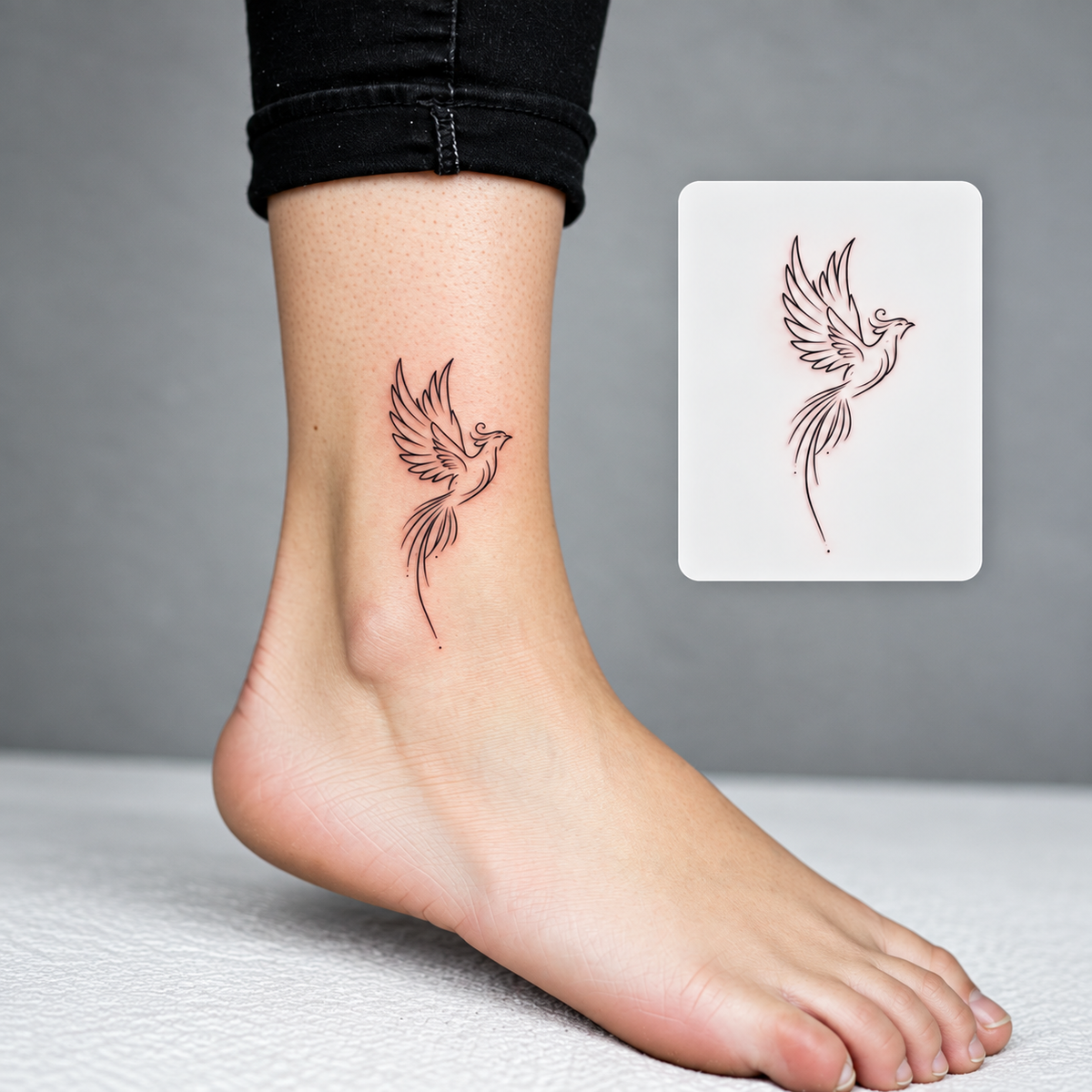 Floral Ankle Sprig Temporary Tattoo