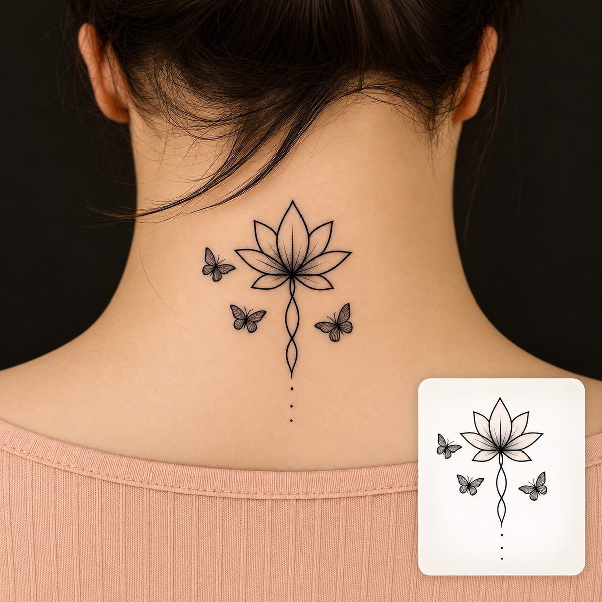Lotus Neck Temporary Tattoo
