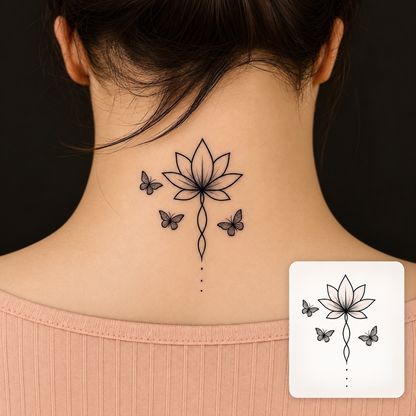 Lotus Neck Temporary Tattoo