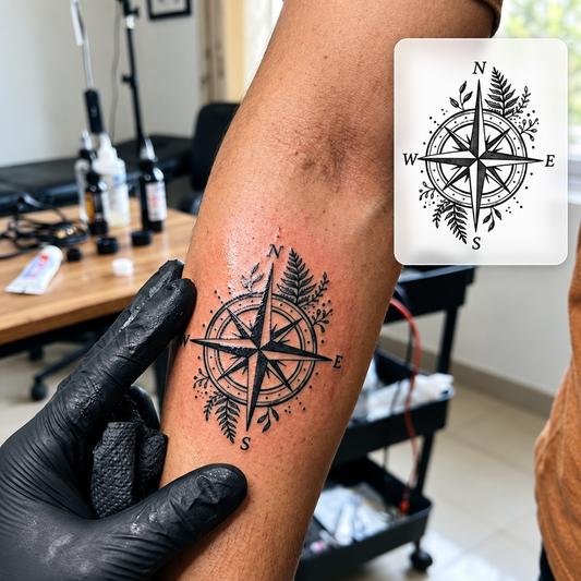 Compass Forearm Temporary Tattoo