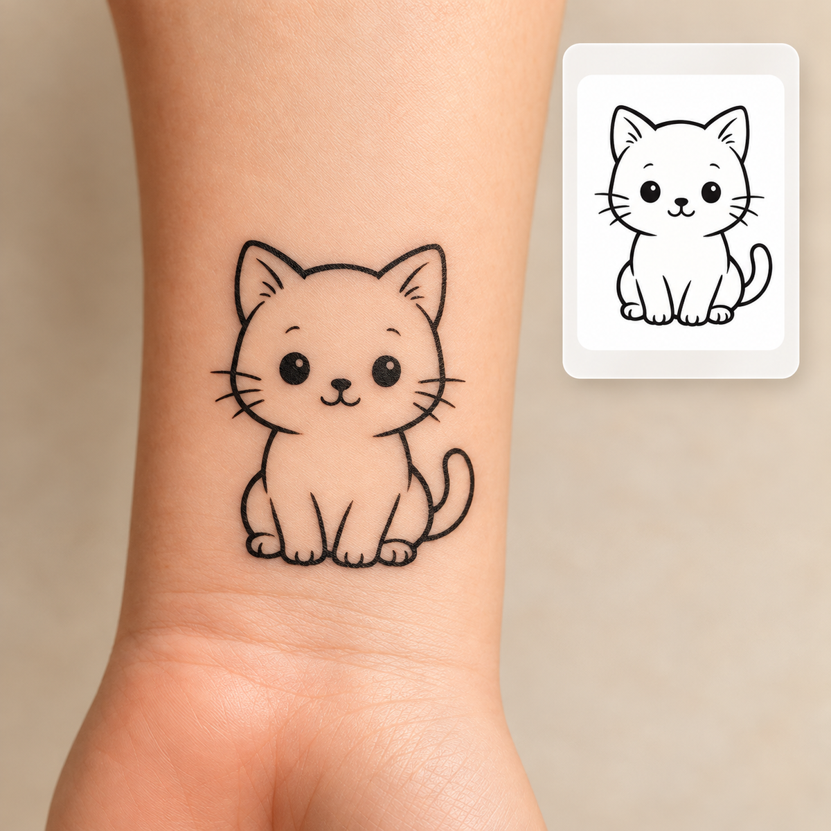 Cute Cat Temporary Tattoo – Adorable Kitty Designs
