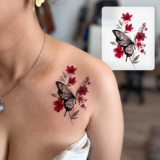 Red Rose Arm Temporary Tattoo