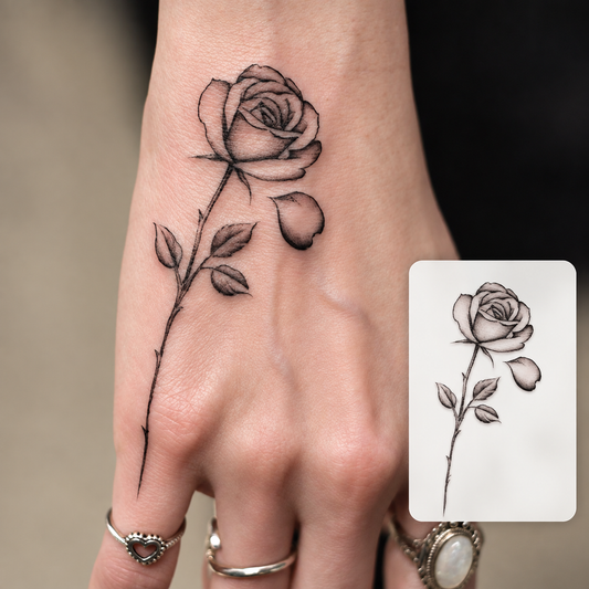 Rose Hand Tattoo Temporary Tattoo