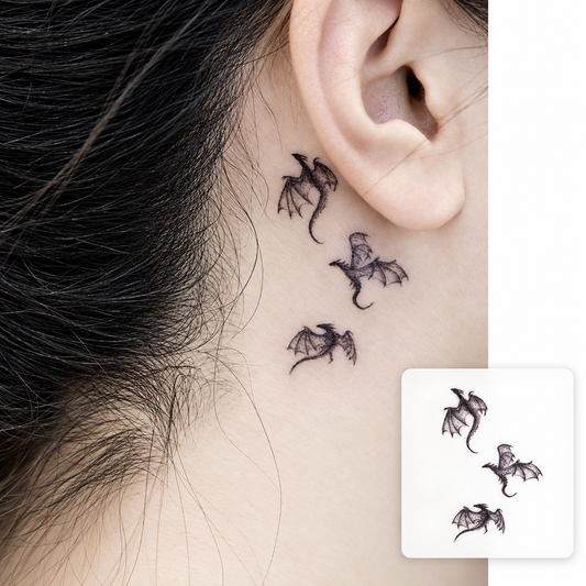 Tiny Birds Behind Ear Temporary Tattoo