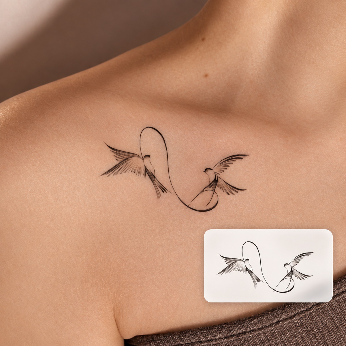 Minimal Swallow Birds Temporary Tattoo