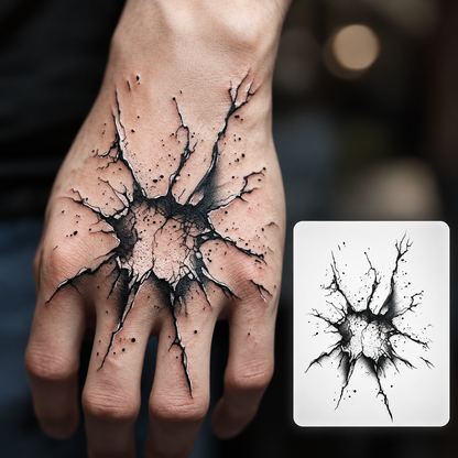 Skull Flower Hand Temporary Tattoo