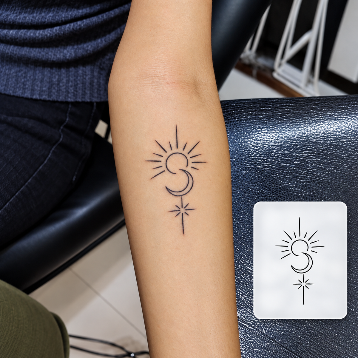 Sun Compass Temporary Tattoo