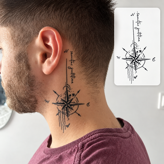 Compass Neck Temporary Tattoo