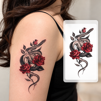 Butterfly Flower Bouquet Temporary Tattoo