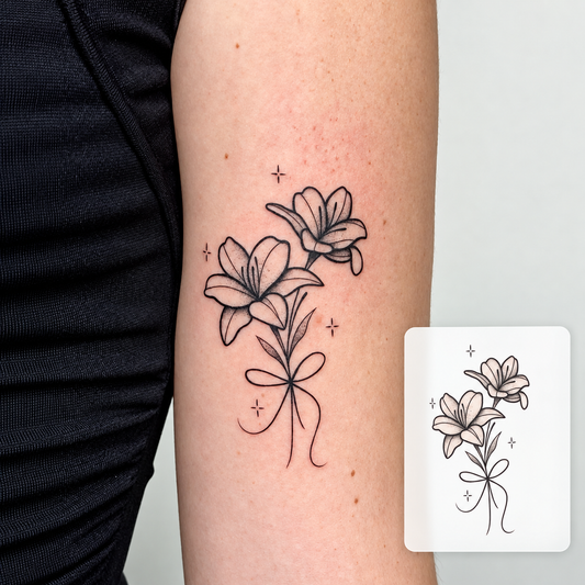 Delicate Flower Stem Temporary Tattoo