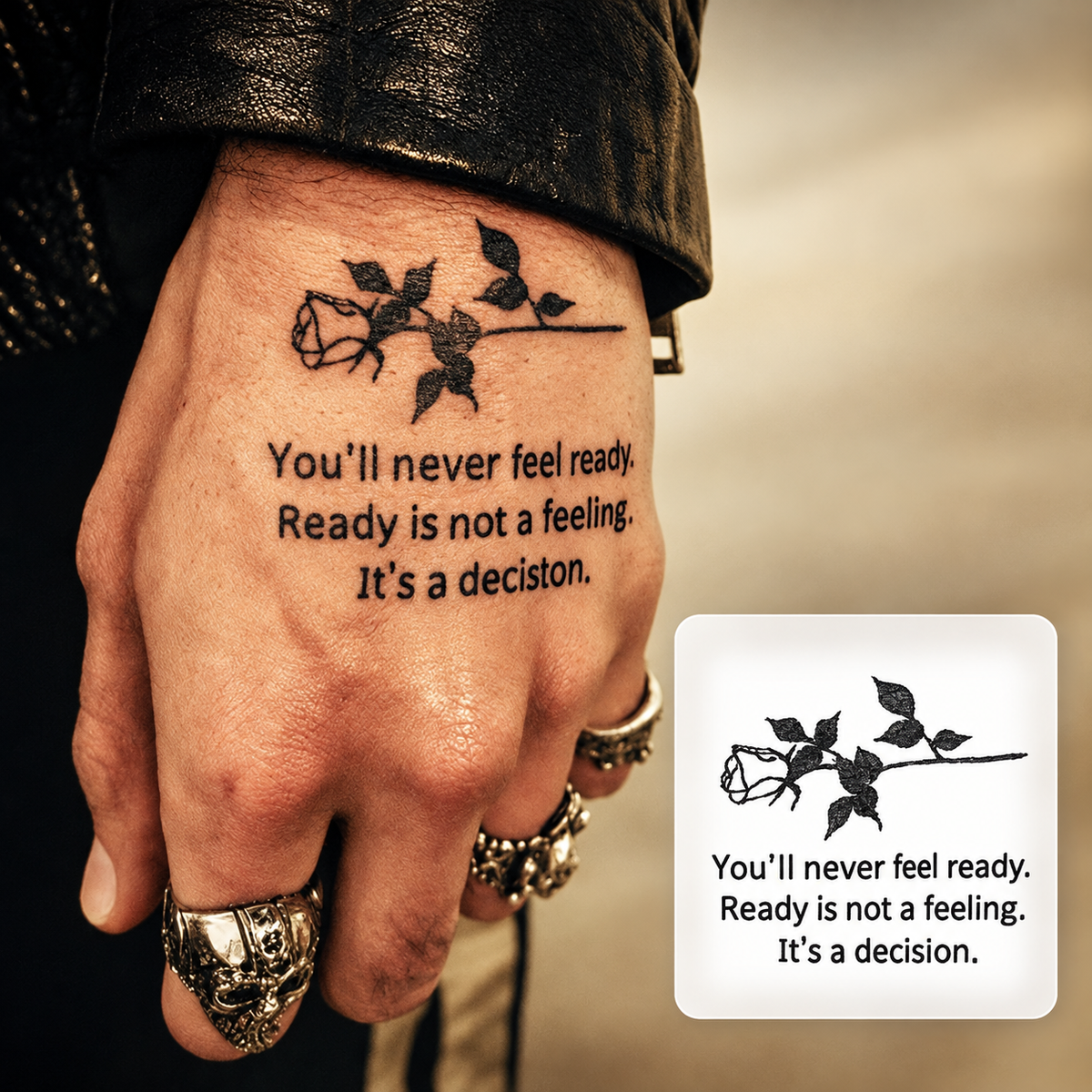 Script Arm Tattoo Temporary Tattoo