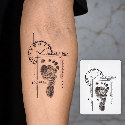 Compass and Footprint Temporary Tattoo