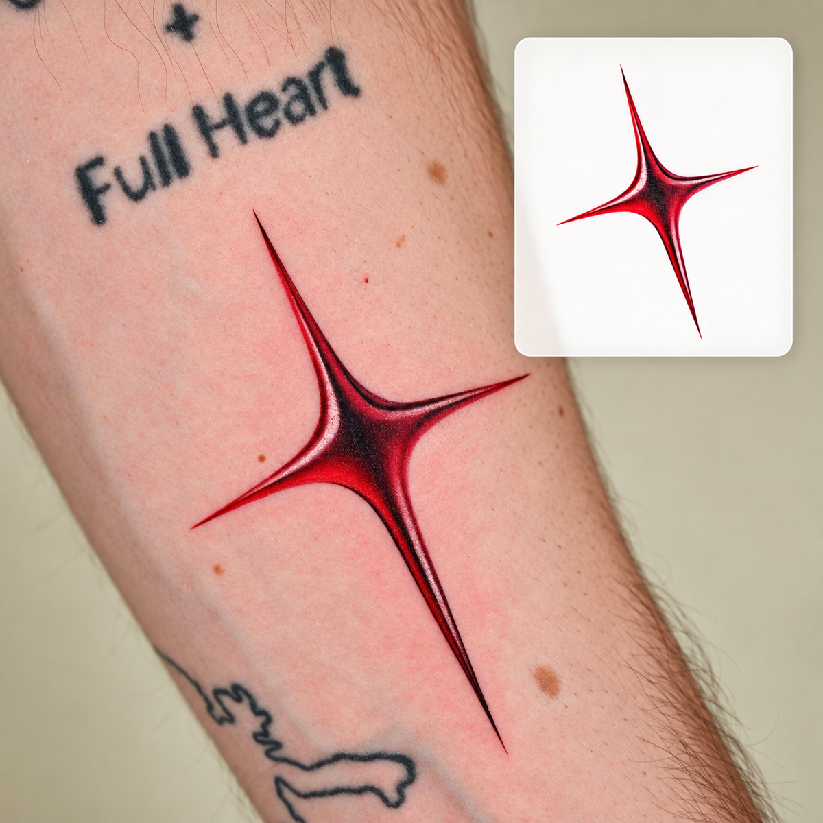 Red Star Tattoo Temporary Tattoo