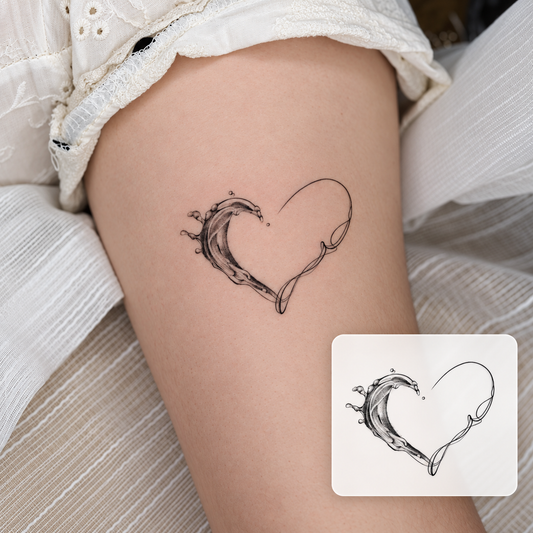 Minimal Heart Outline Temporary Tattoo