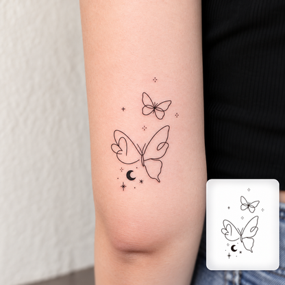 Butterfly and Stars Temporary Tattoo