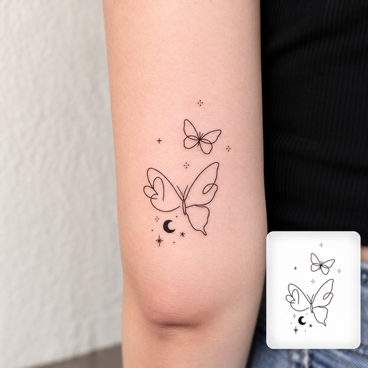 Butterfly and Stars Temporary Tattoo