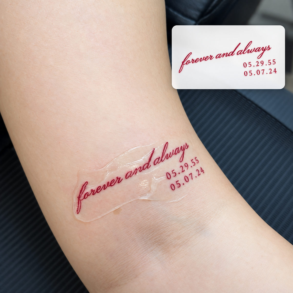 Red Script Tattoo Temporary Tattoo
