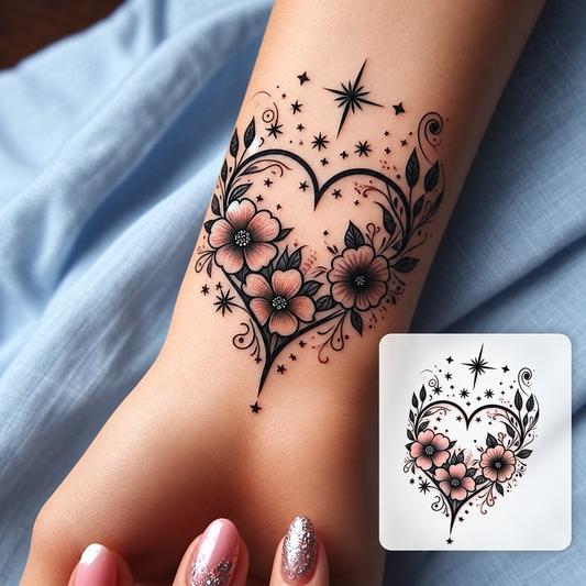 Floral Star Cluster Temporary Tattoo