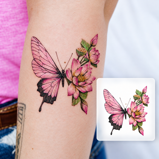 Colorful Flower Temporary Tattoo