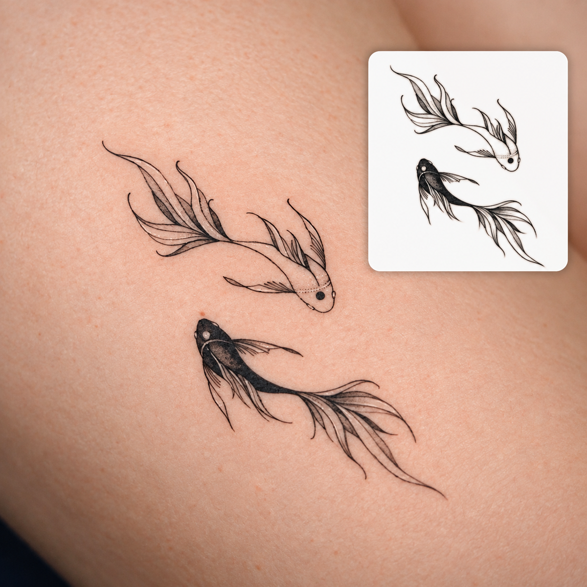 Twin Flying Dragons Temporary Tattoo