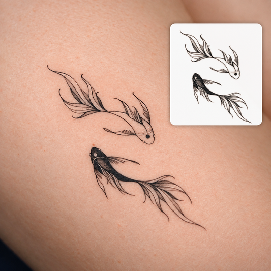 Twin Flying Dragons Temporary Tattoo