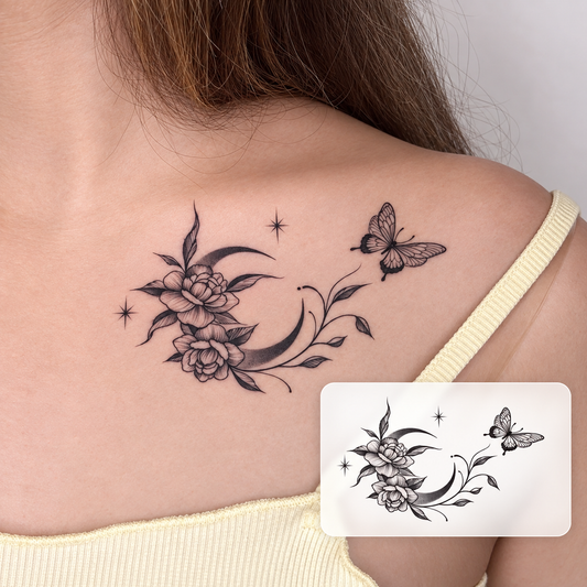 Shoulder Flowers 2 Temporary Tattoo