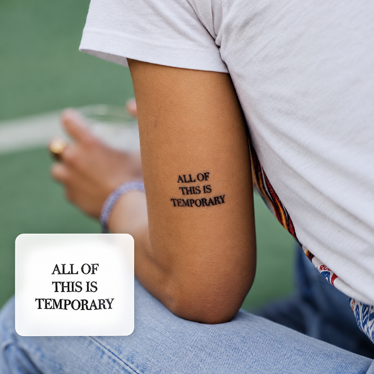 Quote and Illustration Temporary Tattoo Set