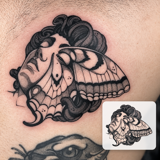 Skull and Roses Temporary Tattoo