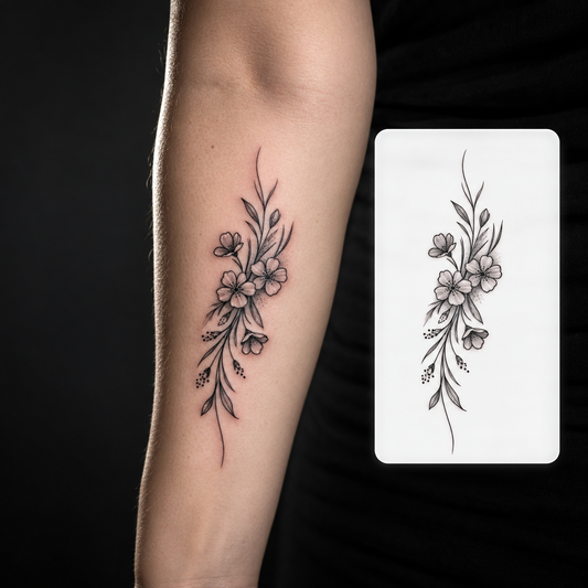 Floral Arm Branch Temporary Tattoo