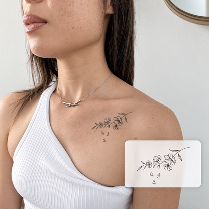 Botanical Collarbone Script Temporary Tattoo