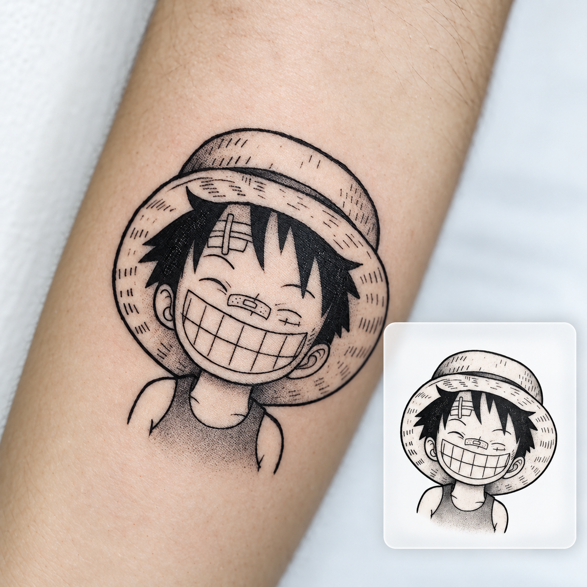 Anime Pirate Portrait Temporary Tattoo