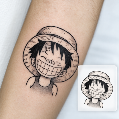 Anime Pirate Portrait Temporary Tattoo