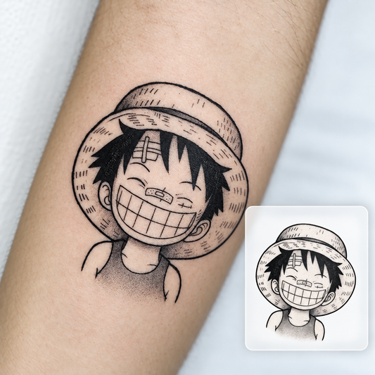 Anime Pirate Portrait Temporary Tattoo