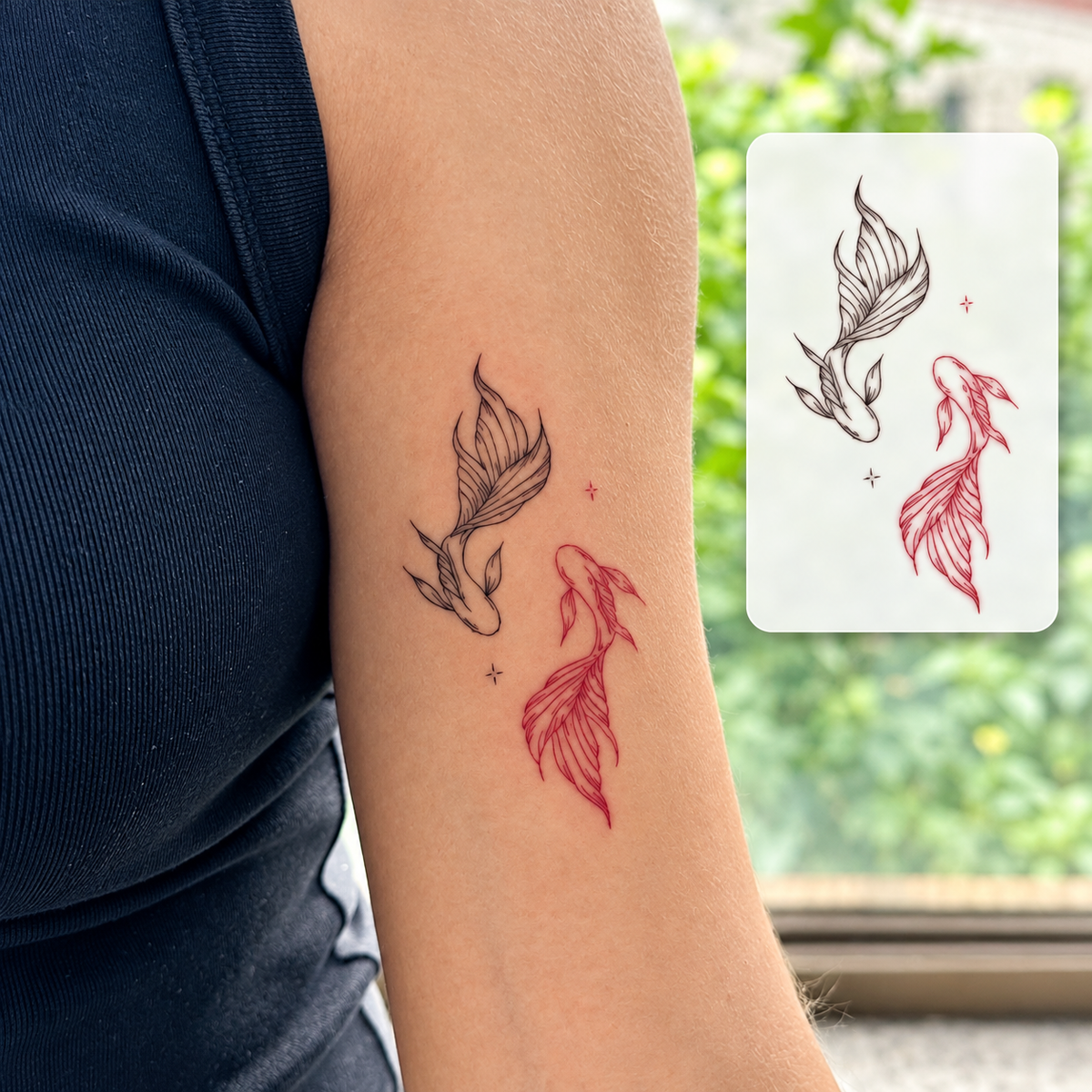 Red and Black Birds Temporary Tattoo