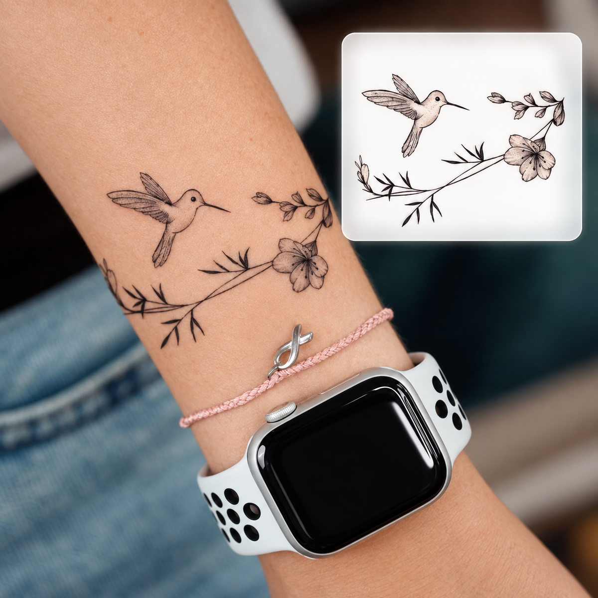 Floral Watch Temporary Tattoo