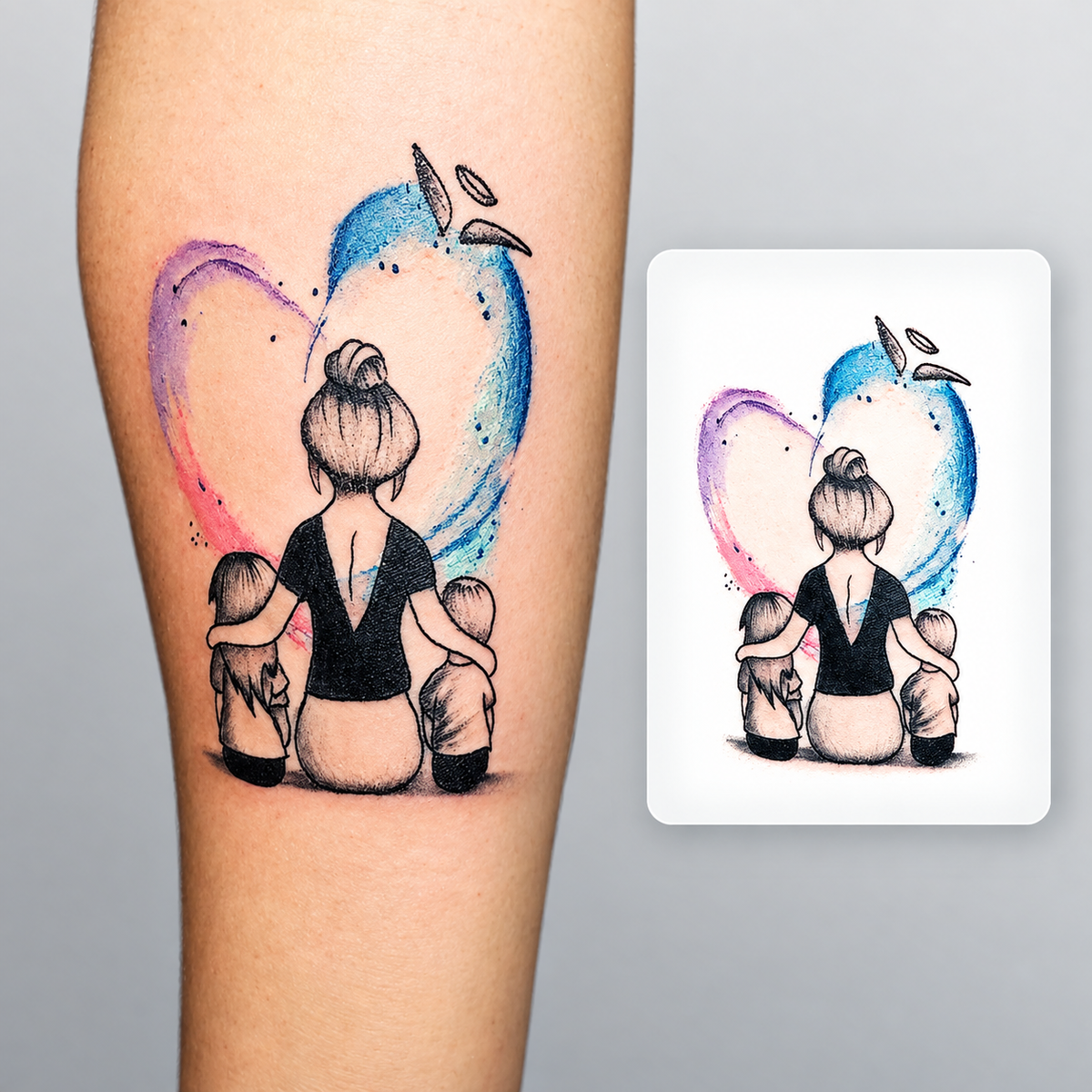 Girl and Butterfly Temporary Tattoo