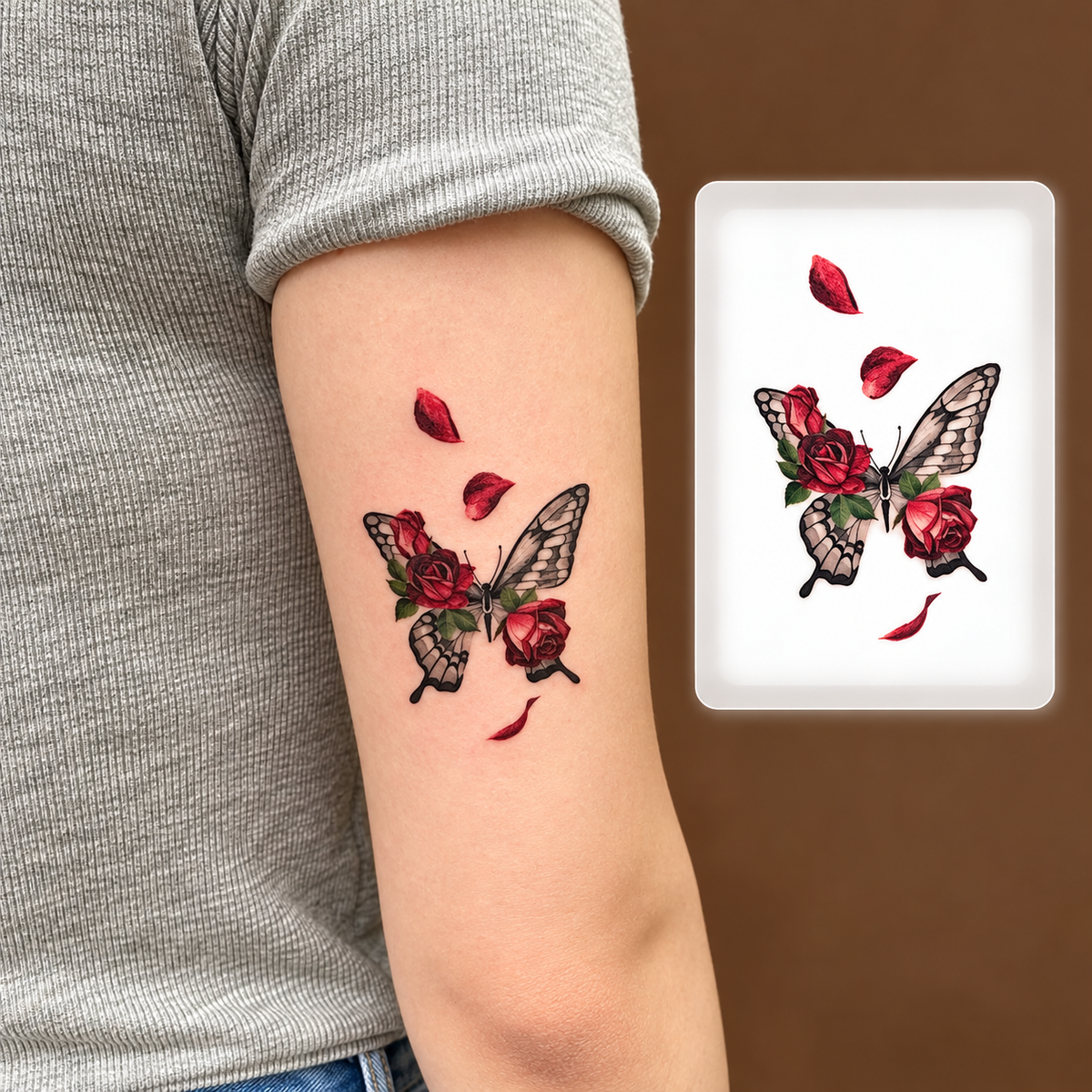 Blue Floral Bouquet Temporary Tattoo