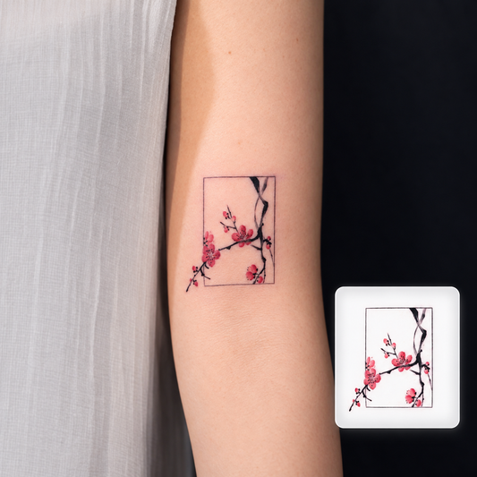 Cherry Blossom Frame Temporary Tattoo