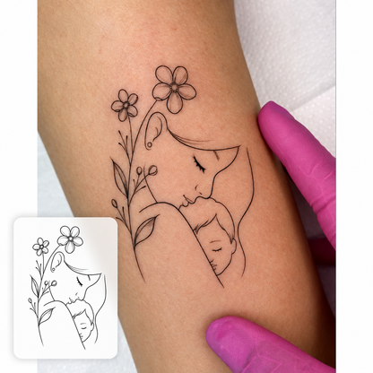 Long Floral Hand Branch Temporary Tattoo