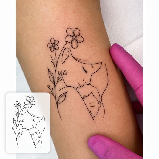 Long Floral Hand Branch Temporary Tattoo