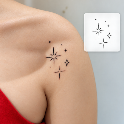Sun and Stars Temporary Tattoo – Celestial Design