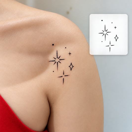 Sun and Stars Temporary Tattoo – Celestial Design