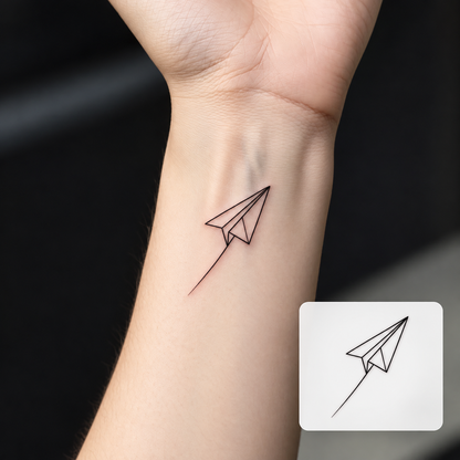 Paper Airplane Temporary Tattoo