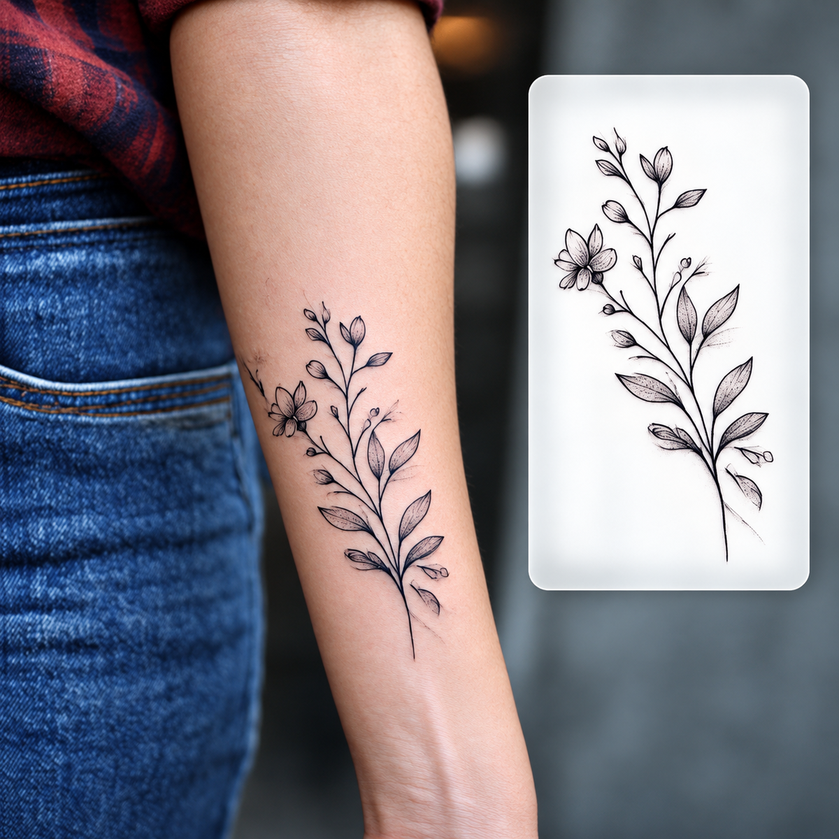 Leafy Forearm Branch Temporary Tattoo
