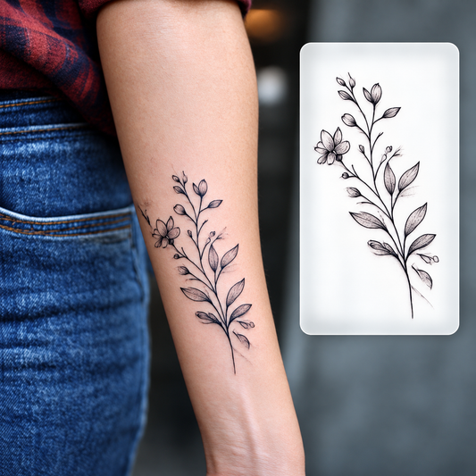 Leafy Forearm Branch Temporary Tattoo