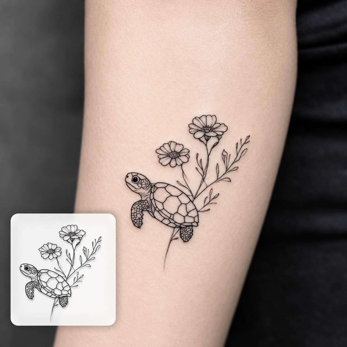 Wildflower and Butterfly Temporary Tattoo